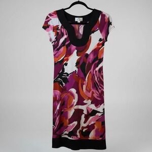 Sweet Storm Womens S Floral Print Short Sleeve V Neck Sheath Dress Trendy Vaca #
